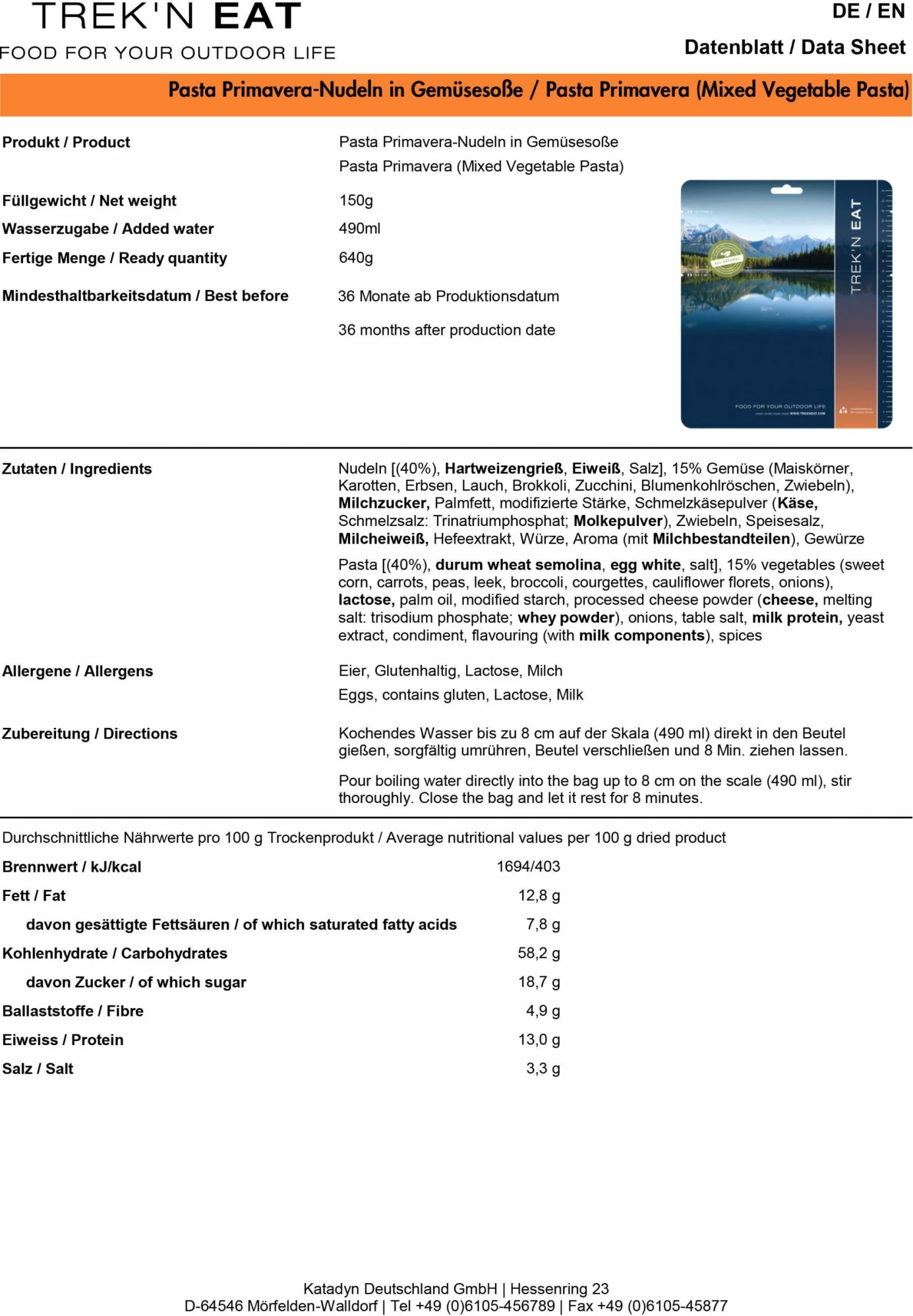 Coupon 🌟 Trek And Eat PASTA PRIMAVERA 🛒 4 Trek And Eat PASTA PRIMAVERA